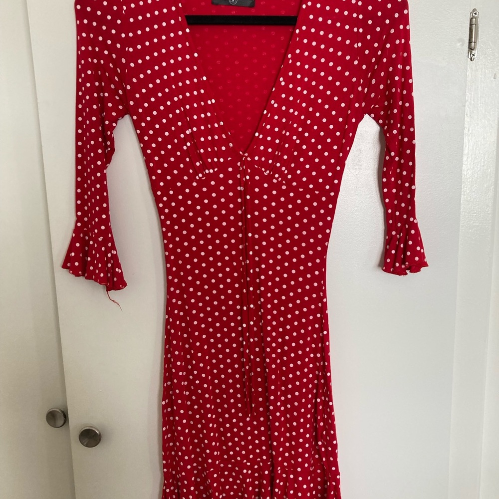 Misguided red and white polka dot dress
